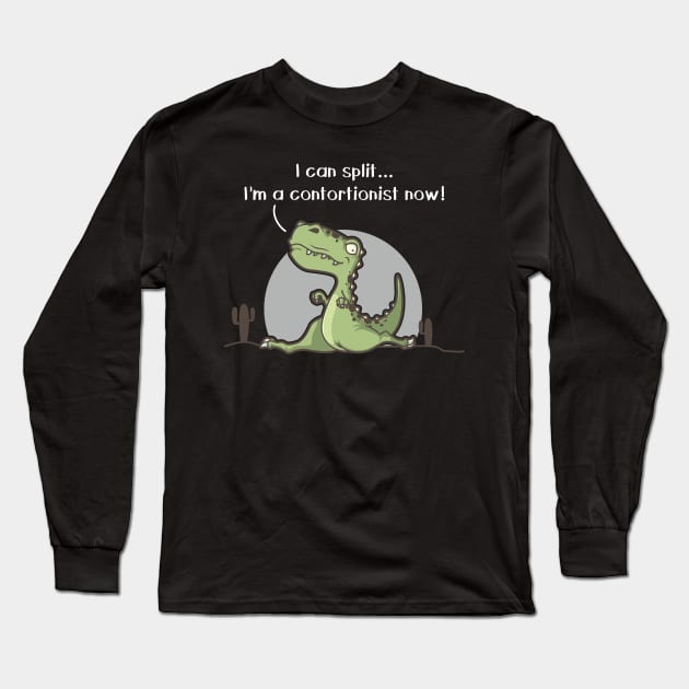 Trex Workout Shirt | Contortionist Shirt Trex Split Dinosaur Long Sleeve T-Shirt by TellingTales